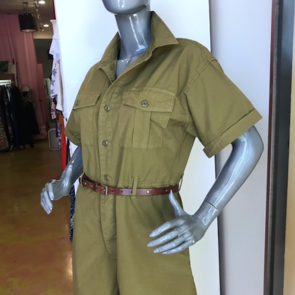 ALEX MILL "Safari" Short Jumpsuit in. Olive Gold EUC/sz M - Picture 11 of 16